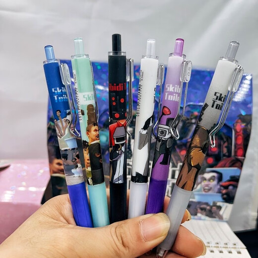 Nouvelle boîte à aveugles Neutral Pen vs Monitor Cartoon Animation Press Student Stationery Black Press Nouveau 6174 Blind Box Pen 6 Pack 0,5 mm x Autre / Autre