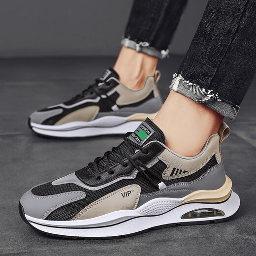 Changxiang Huili Herrenschuhe Frühling und Sommer 2025 neue Schuhe für atmungsaktive leichte, erhöhte weiche, vielseitige Sportarten von Männern für Männer grau 42