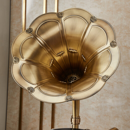 SHENGLINA American solid wood gramophone retro nostalgic national old-fashioned record player antique large speaker audio European vinyl record player record player walnut color single host copper speaker