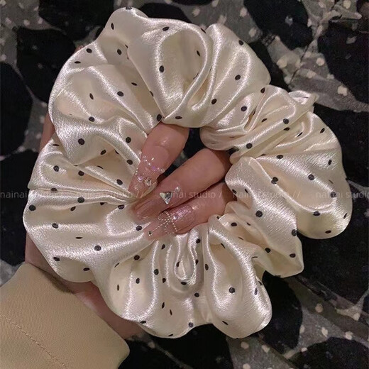 French satin polka dot large intestine retro gentle hair ring high elastic ball scalp hair rope headband new satin polka dot 1 pack