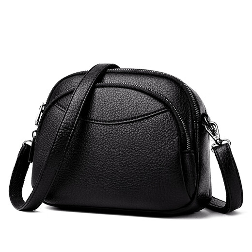Beijing-Kauf von Frauentasche 2025 Neues modisches weiches Leder One-Shoulder-Shell-Tasche Frauen lässig vielseitige Crossbody-Tasche Handy-Tasche Schwarz schwarz