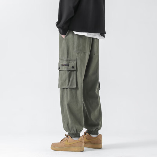 Peak Paul (Dingfengbaoluo) Gong Pants Men's Spring and Summer Bouncing Pants Loose Tide Casual Trip Pants Male FK6603 Army Green L