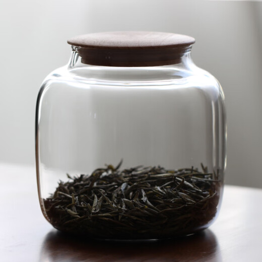 朴原良品实木盖茶叶罐密封罐储物罐 家用防潮茶仓咖啡罐 高颜值陈皮罐子 【黑胡桃木盖】茶叶罐D款880ml
