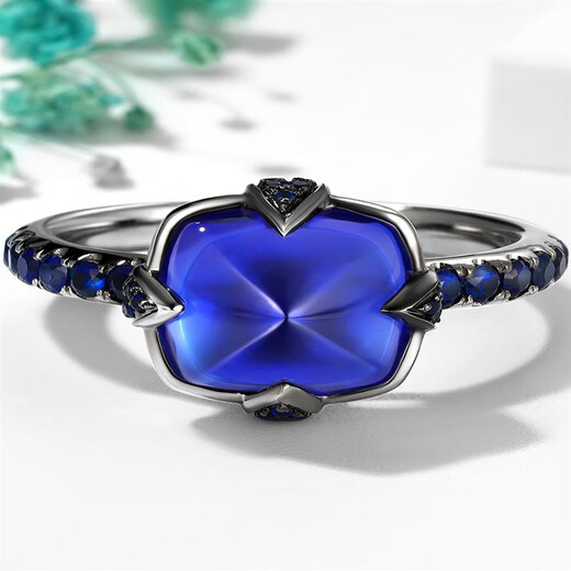 ECK 18K black gold craft inlaid 5A sugar tower blue tanzanite ring classic customization 18K yellow 5.18ct ring ready for sale