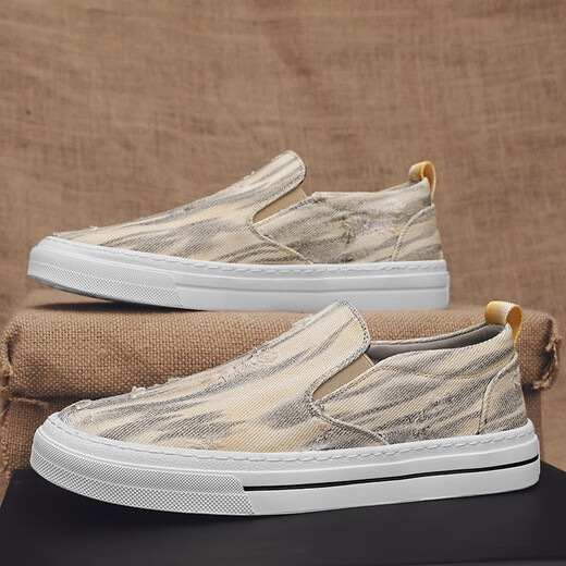 DKCCI toile Chaussures masculines pour les personnes paresseuses d'été pédales vieilles chaussures de tissu de beijing respirant des sports de travail sans glissement et chaussures plates décontractées migray 42