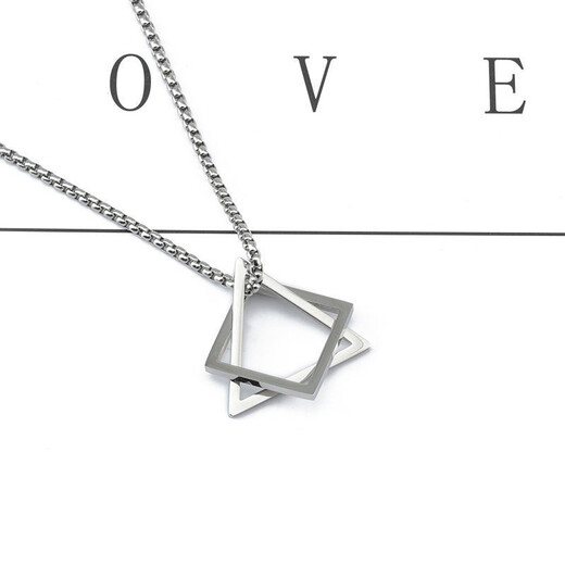 Yililuo geometric square triangle necklace men's trendy hip-hop couple titanium steel pendant simple versatile personalized sweater chain geometric necklace keel chain