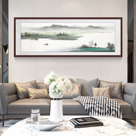Han'ao famous hand-painted Chinese painting living room decoration painting sofa wall painting study hanging painting ink landscape painting landscape painting office spring framed with solid wood frame 168*58cm