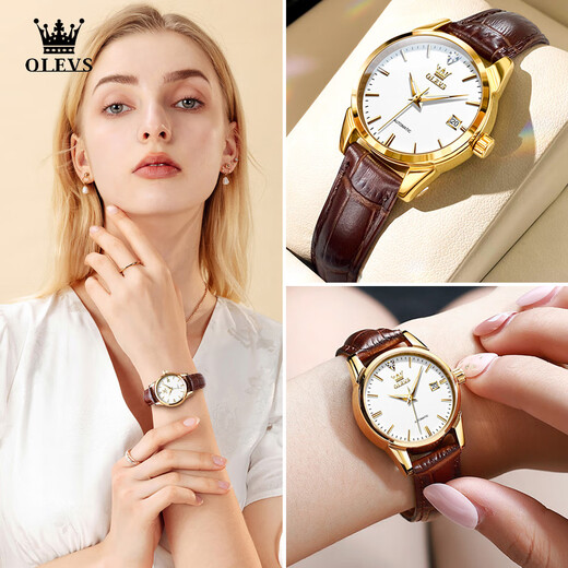 
OLEVS Swiss certified brand watches women's mechanical watch fully automatic simple temperament women's watch high-end trendy women's watch [mechanical model] white face-6629