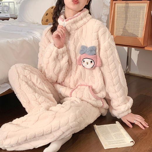 Pajama de terciopelo de Coral Slim y Jiao para mujeres en otoño e invierno, además de terciopelo engrosado 2025 nueva cremallera de dibujos animados de invierno para invierno 3611# M 148-15780-100Jin [Jin equivale a 0.5 kg]