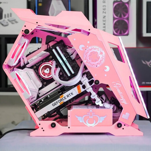 Yijiang 13400F/RTX4060TI independent graphics + full set of pink girl personalized live broadcast e-sports anchor desktop computer host DIY assembly machine 14-core processor / 1070 million running points + full set of pink 27-inch