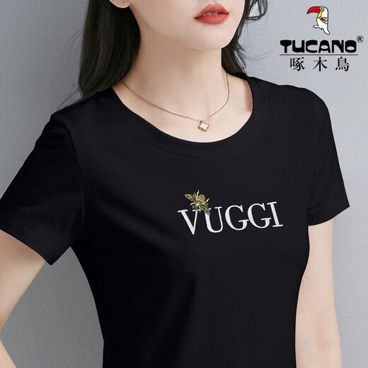 Camiseta de algodón de algodón de color sólido para mujeres de Woodpecker Woodpecker Camiseta Top Top Summer Fashion Top 826# Royal Blue M Sugeries (85-100Jin [Jin equivale a 0.5 kg])