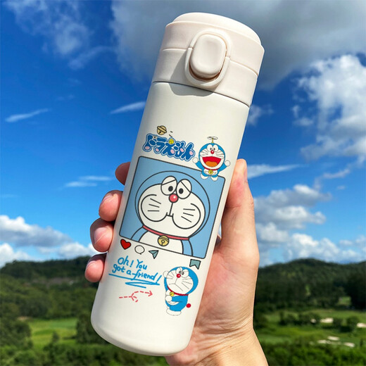 哆啦A梦保温杯卡通可爱动漫小清新学生弹跳盖便携水杯子情侣 300ml弹盖杯BW1343哆啦