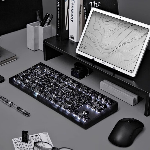 Belly spirit mk870pro blackberry side engraving mechanical keyboard Bluetooth wired wireless customized computer game silent office [single mode] Obsidian Pro + contour Kaihua BOX red axis V2 [smooth feel] 87 keys