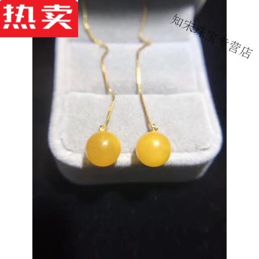 SNQP selected quality natural beeswax transfer beads earrings ear wire S925 silver gold plated inlay European design design picture color