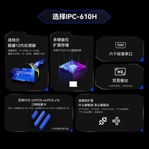 研勤工控机酷睿12代4U工控机双网6串口工控主机支持PCIe5.0视觉工业主机 I9-12900 8G内存/512G固态硬盘键鼠套装