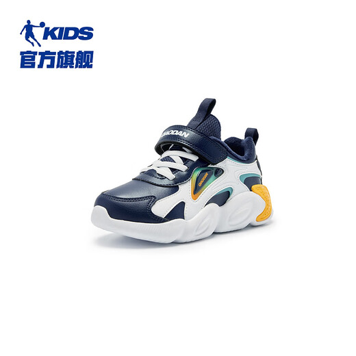 Jordan Boys' Velvet Cotton Shoes Children's Winter Running Shoes Children's Leather Velcro Children's Shoes Silent Blue/Jordan White 33