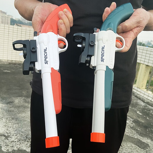 Manual double tube folding loading S686 shotgun soft bullet launcher toy gun trolley children's shotgun boy gift silver standard configuration gun + 20 soft bullet + sight