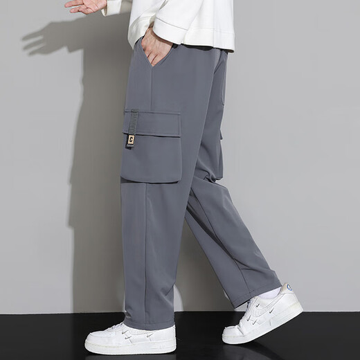 啄木鸟工装裤男春夏季新款直筒工装休闲裤男潮流宽松简约时尚百搭长裤子 9930灰色 4XL