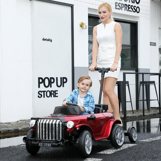 COSCO JUVENI LE German children's electric car four-wheel drive four-wheel remote control swing toy car can be used by adults as a birthday gift for children. White four-wheel drive + swing + parent-child interactive pedal