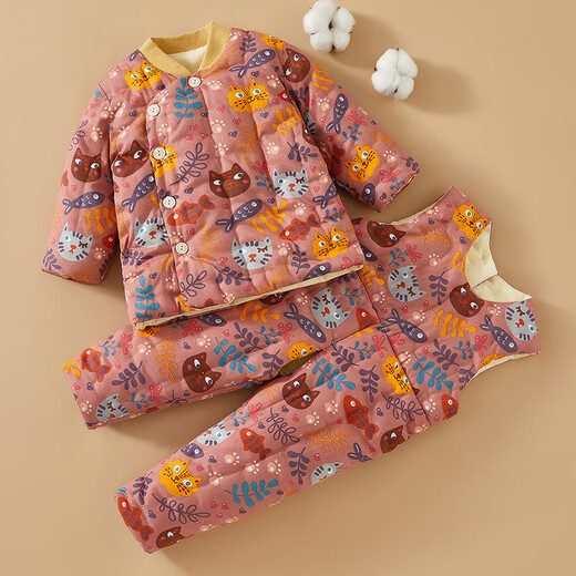 Mianguduo baby pure cotton handmade cotton jacket and cotton pants baby winter thickened cotton coat children's overalls suit winter liner Impression Bunny 80 yards (suitable for 6-12 months)