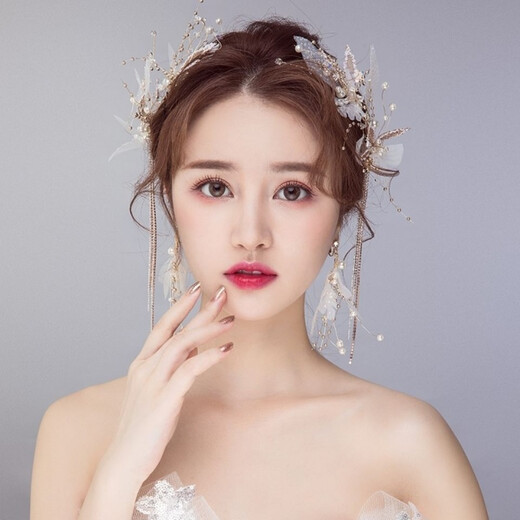 Mrs win (Mrs win) Mrs win wedding dress headdress bride 2021 new wedding dress Korean fairy forest style super fairy wedding dress headdress A10