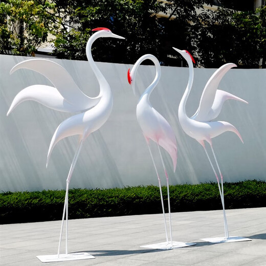 Kangxinya crane sculpture egret swan red-crowned crane imitation copper color pool landscaping sales courtyard garden landscape decoration ornaments cyan E type imitation copper color Dingjin