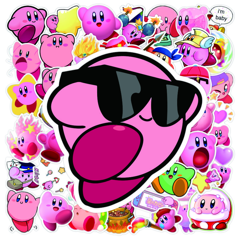 Cute Star Kirby Stickers Cartoon Mobile Phone Stickers Tablet Water Cup Handbook DIY Small Stickers Waterproof Stickers Randomly 20 sheets