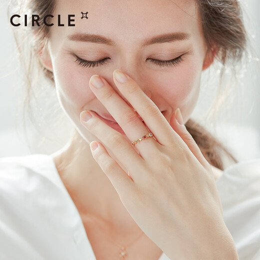 CIRCLE 18K gold tanzanite tourmaline three-color gemstone ring women’s birthday gift for girlfriend #10