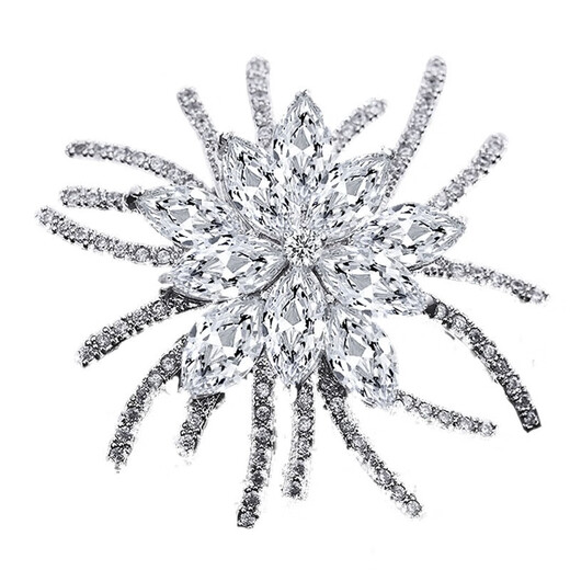 QUAMER's new crystal high-end 2024 brooch for women Japanese and Korean luxury corsage sweater pin Aopai brooch - white diamond
