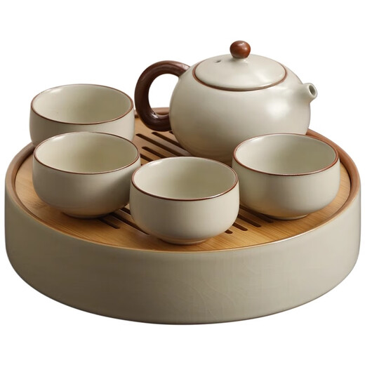 Shangyanfang Ru Kiln Kung Fu tea set complete set with tea tray high-end home office ceramic teapot tea cup tea making set complete set