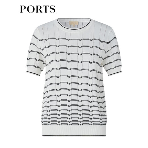 Ports Baozi Mall Même style que le début du printemps nouveau style 'Irrégulet Striped Tritt Top' LD8K724PZE015 Milky White Mydled Couleur L