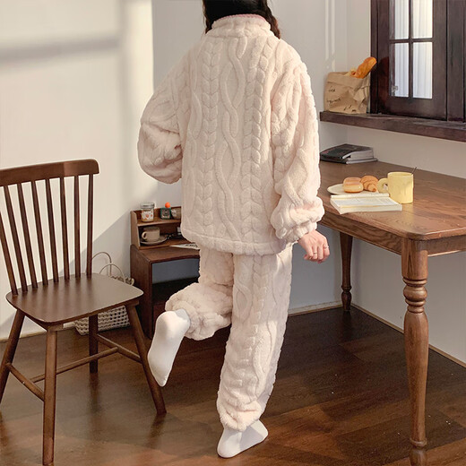 Pajama de terciopelo de Coral Slim y Jiao para mujeres en otoño e invierno, además de terciopelo engrosado 2025 nueva cremallera de dibujos animados de invierno para invierno 3611# M 148-15780-100Jin [Jin equivale a 0.5 kg]