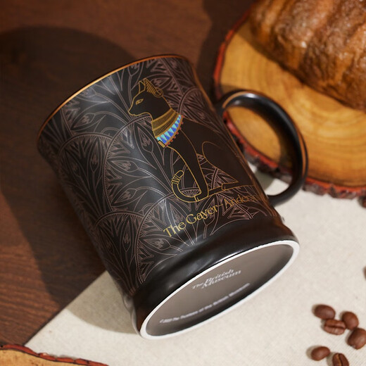 British Museum Mug Anderson Cat Lotus Pattern Drinking Cup for Men and Women Birthday Newly Married Couple Gift Birthday Gift Anderson Mug Black - 450ml