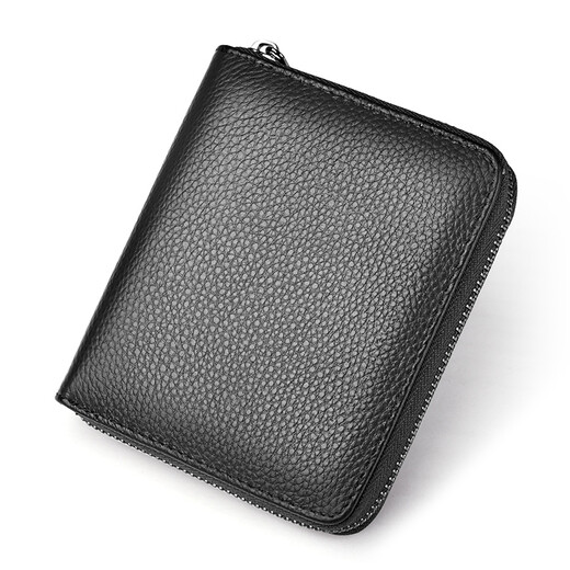 Feiying Castle Genauer Lederkartenbeutel für Männer Anti-Demagnetisierung Multifunktionaler Kopfschicht Cowide Fashion Visitenkarte Inhaber Casual Bank Card Wallet Lizenz Leder-Hülle Zertifikat Schwarz Schwarz Schwarz