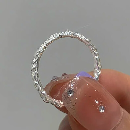 Bai Qixin ring female ring trend versatile personality simple design light luxury niche opening adjustable index finger gift thin ring adjustable wrinkled candy paper