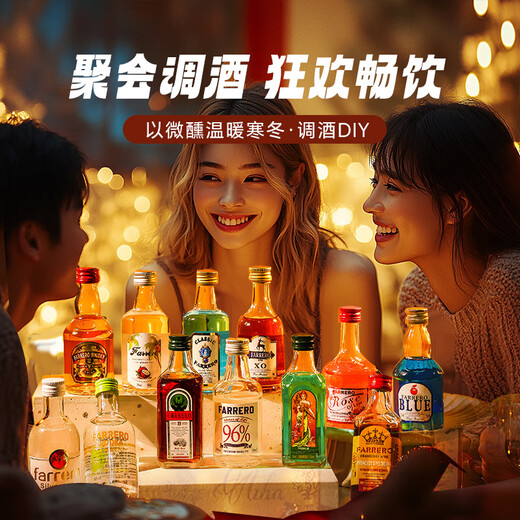 加兰帕斯便利店调酒套装50ml小酒版洋酒基酒伏特加威士忌白兰地金酒12支装