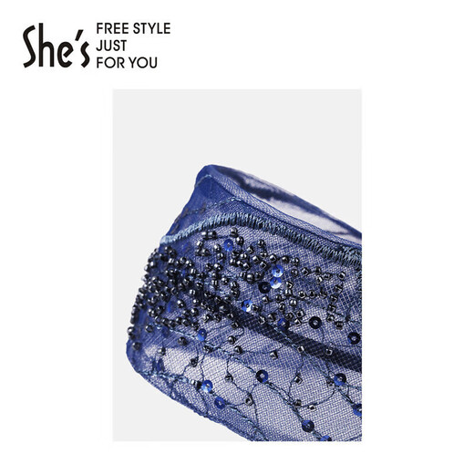 She s Qianzi foggy night light handmade beaded mesh wide hair hoop fashionable headband birthday gift for girlfriend