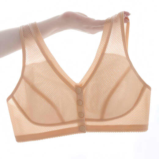 Duoxianju summer no steel ring no sponge mother's underwear for middle-aged and elderly women front button vest style breathable bra skin color 1 piece 4XL 85/3895-115Jin Jin is equal to 0.5 kg