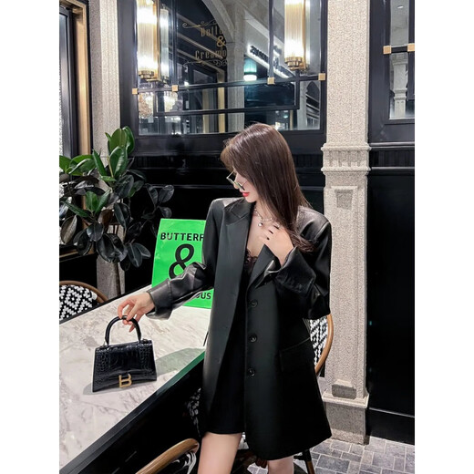 Yu Jin Black PU Lederanzug Jacke für Frauen 2024 Frühlings- und Herbst neu