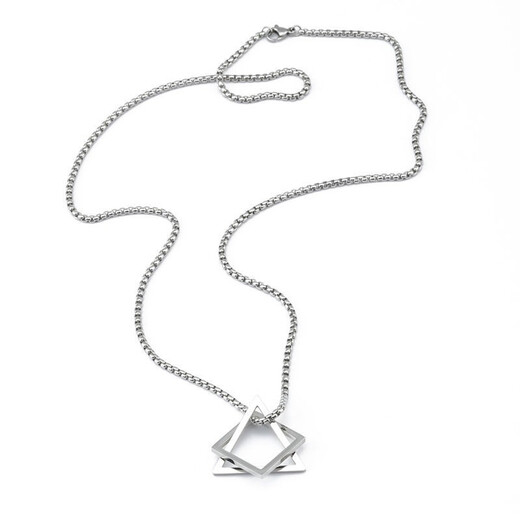 Yililuo geometric square triangle necklace men's trendy hip-hop couple titanium steel pendant simple versatile personalized sweater chain geometric necklace keel chain