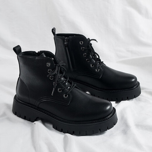 Sanofeng Martin Boots Men's High Top Sole hauteur de semelle épaisse augmentation 2025 Nouveau style britannique Versatile Bottes Men de travail Side Side Shoes Black [Side Zipper Style] 42