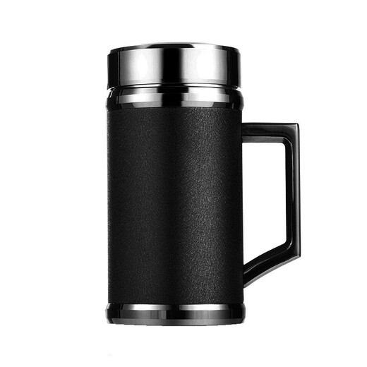 玺翰雅宜兴紫砂内胆保温杯高档茶水分离泡茶杯子礼品定制男大容量办公杯 磨砂黑手把紫砂内胆礼盒 免费刻字