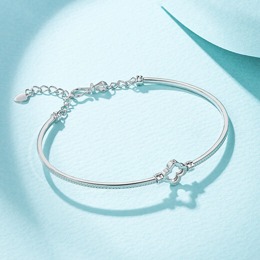 Liuguifu Jewelry four-leaf clover platinum bracelet for women, simple and fashionable pt950 bracelet birthday gift, inner diameter 55mm, about 2.5cm extension chain 5.10g