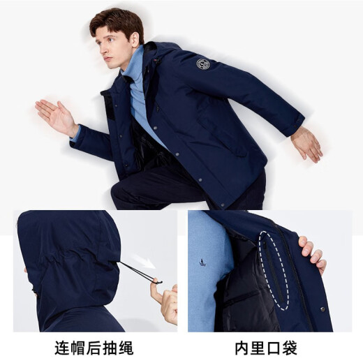 Navigare italiano pequeño velero chaqueta con capucha para hombres para invernal a prueba de viento y cálida ropa de moda al aire libre a prueba de frío.