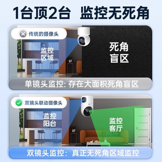 QIAO Eine drahtlose Kamera-Mobiltelefon-Fernbedienung Home Indoor 360-Grad High Definition Night Vision Photography [Kaufen Sie 1 kostenlos