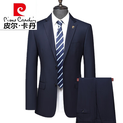 Pierre Cardin Worsted Wool Suit Men's High-end Middle-aged Men's Business Formal Wedding Suit Knitted Black MY7001 Style 170 Size Recommended 100Jin Jin is equal to 0.5kg -125Jin Jin is equal to 0.5kg