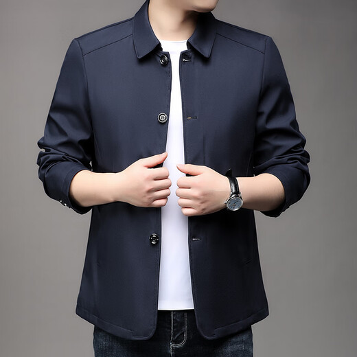 
Classic Car (LAOYECHE) Spring and Autumn New Jacket Jacket Men's Solid Color Lapel Solid Color Button Business Casual Jacket Daddy Suit AC1048 Khaki M