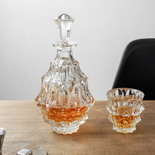 BOHEMIA Czech imported crystal glass whiskey glass bottle wine set creative personalized wine glass Fortune | Wine bottle 900ml + 2 pieces of Fortune