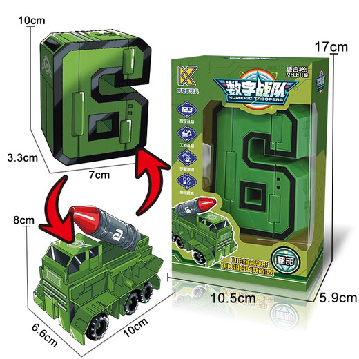 Case Family Toys Kinder große digitale deformierte Mecha-Spielzeuge frühe Bildungsbausteine ​​Jungen und Mädchen 2-6 Jahre alt 0-9 Digitalroboter Kombination Große digitale 7 Anti-Luftkanonen-Fensterfarbe Box