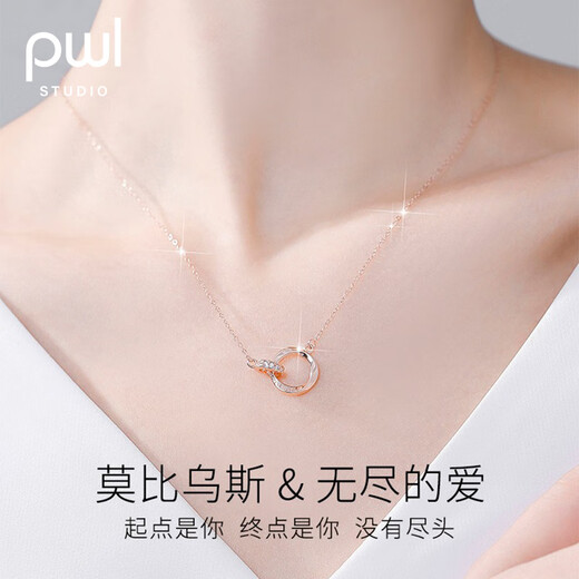 PWL 莫比乌斯环999足银项链女轻奢小众2025新款锁骨链颈链送女友礼物 银色+证书+品牌礼盒